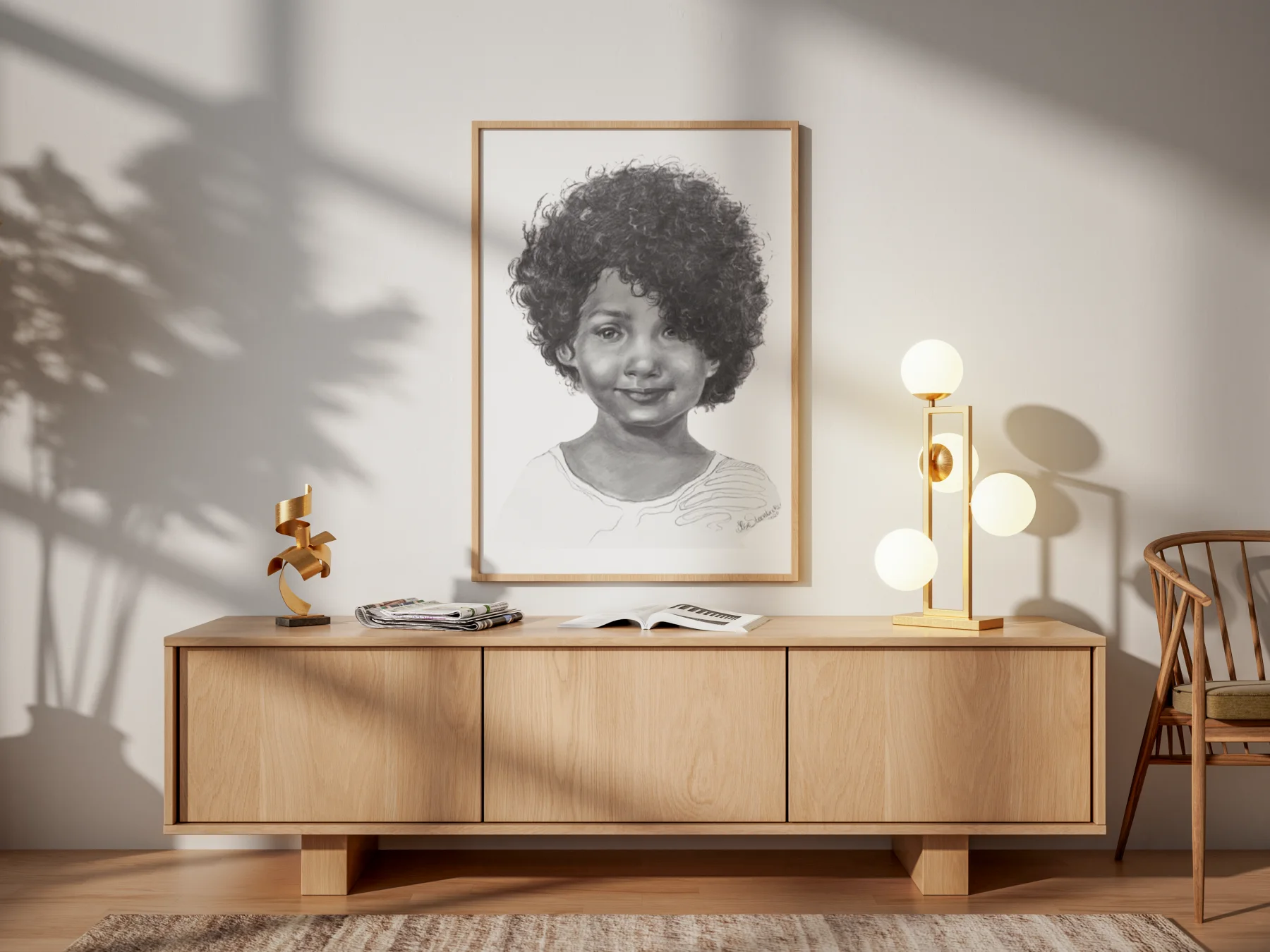 Expressioneel portret van meisje met krullen