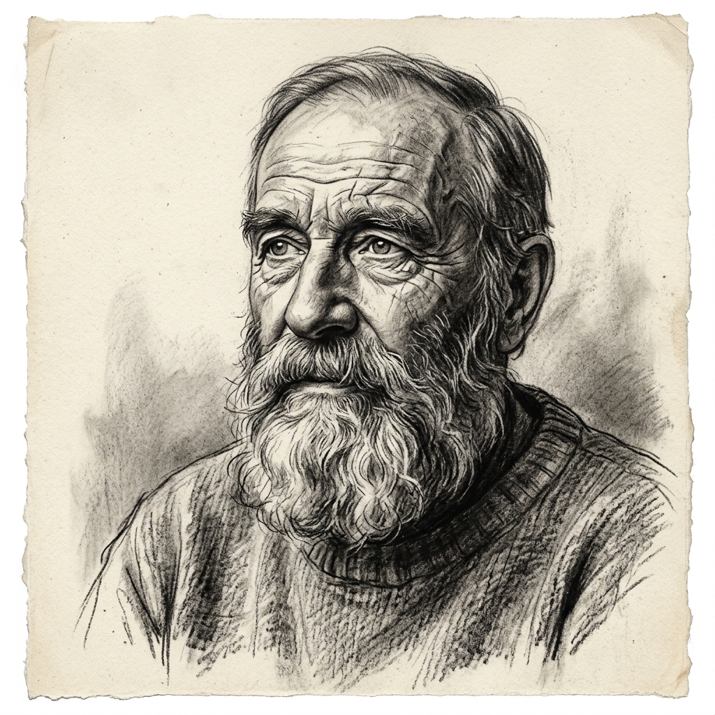 Oudere Man Houtskool